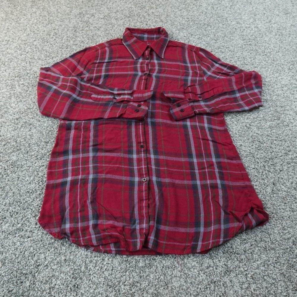 Ralph Lauren Shirt Womens S Red Plaid Flannel Button Down Long Sleeve Outdoor - Picture 2 of 13